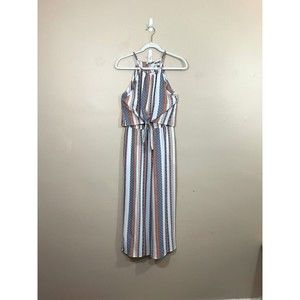 Womens Cropped Jumpsuit S White Striped Coastal Wedding Guest Boho Party Beach